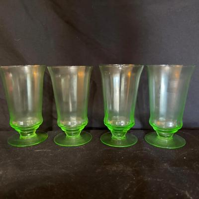 Uranium Glass Set of 4 Goblets
