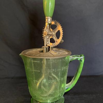 Uranium Glass Hand Mixer Jar