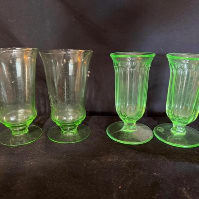 Uranium Glass Set of 4 Tall Goblets