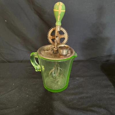 Uranium Glass Hand Mixer Jar