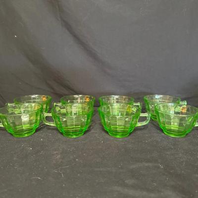 Uranium Glass Set of 8 Teacups