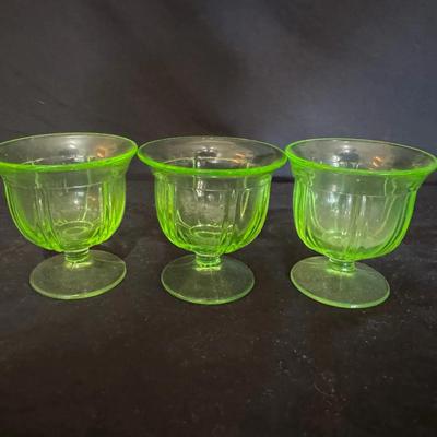 Uranium Glass Set of three Dessert Cups