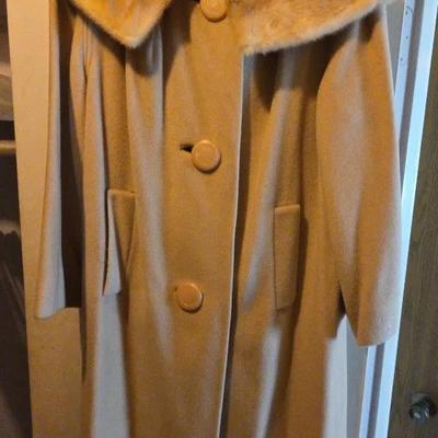 Vintage Brentshire Cashmere Swing Coat With Fur Collar