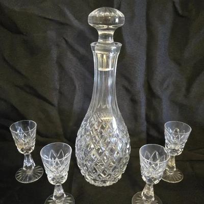 Waterford Comeragh cut crystal cordial decanter and matching cordial glasses