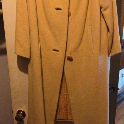 Ladies Tan Cashmere Coat With Mink Collar