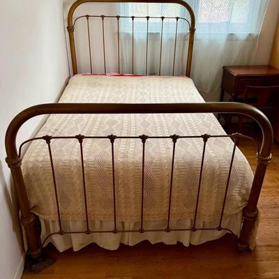 Vintage Metal Full Bed Head And Foot Board With Frame  