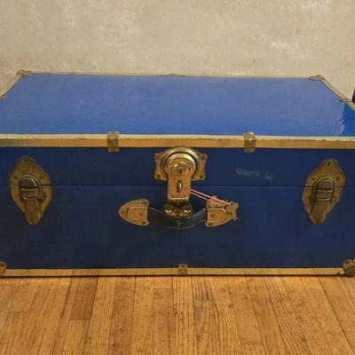Antique Blue Steamer Trunk