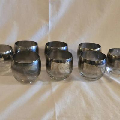 8 Vinatge MCM Queens Lusterware Silver Fade Roly Polys