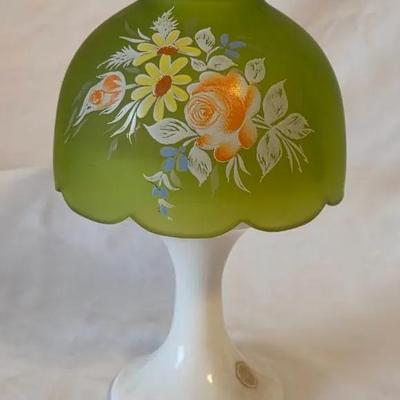 Vintage Westmorreland Fairy Lamp With Green Glass 