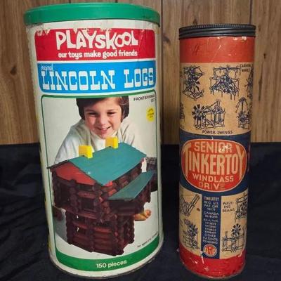 Vintage Toy: Lincoln Log Set & Tinker Toy Set
