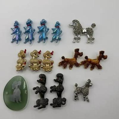 Vintage Poodle Scatter Pins And Brooches 