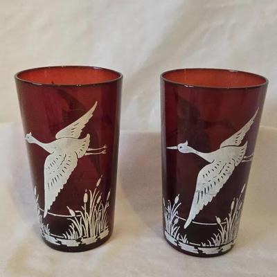 Anchor Hocking Crane Royal Ruby Red Pressed Glass Juice Tumbler