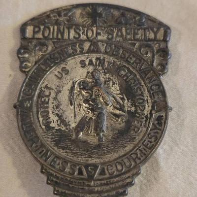 Vintage Saint Christopher Points Of Safety Auto Visor Pin