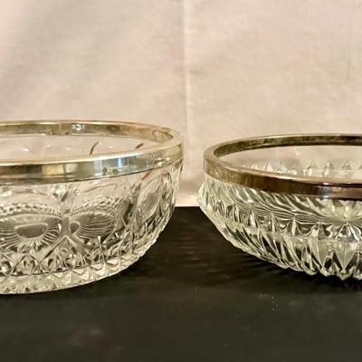 Crystal Bowls With Silver Rims 