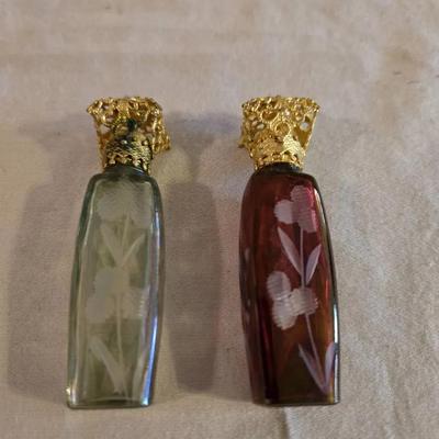 Vintage Antique Pair Of Victorian Perfume Scent Bottles 