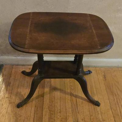 Antique Claw Foot Inlay Side Table