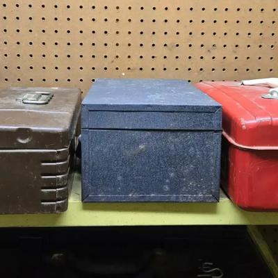3 Tool Boxes Engraver, Drill Bits, Handy Parts