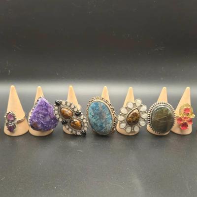 Natural Stone Rings Size 8