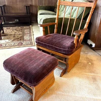 EFF182 Retro Glider Rocking Chair With Gliding Ottoman 