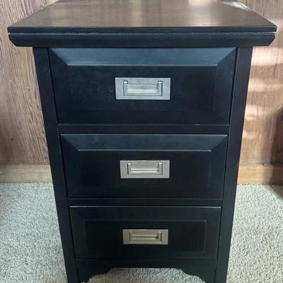EFF090 - VECELO modern black 3-drawer nightstand