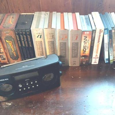 EFF198 Assorted DVD Collection & Sangean AM/FM Radio