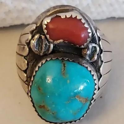 EFF069- Sterling Silver Navajo Men's Ring 