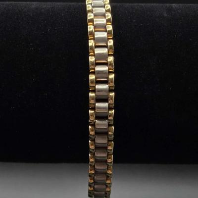 10K Yellow & White Gold Panther Link Bracelet 