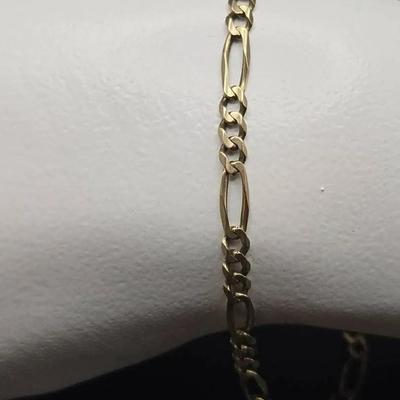 14k Gold Figaro Link Bracelet 7.5"