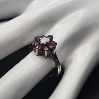 Ruby And Opal 925 Silver Ring Size 6.5