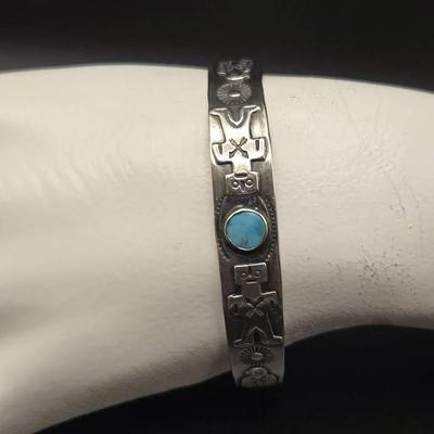 Silver Southwest Turquoise Cuff Bracelet 