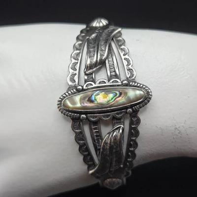 Sterling Silver Abalone Southwest Cuff Bracelet