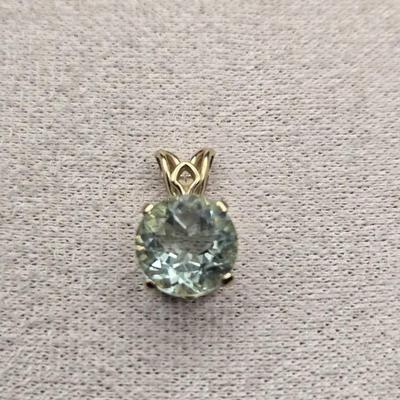 14K Green Amethyst Pendant