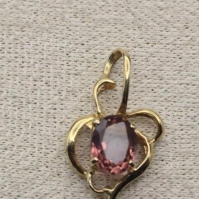14K Pink Tourmaline Pendant 