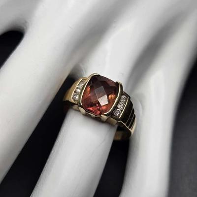 14K Yellow Gold Diamonds & Tourmaline Ring