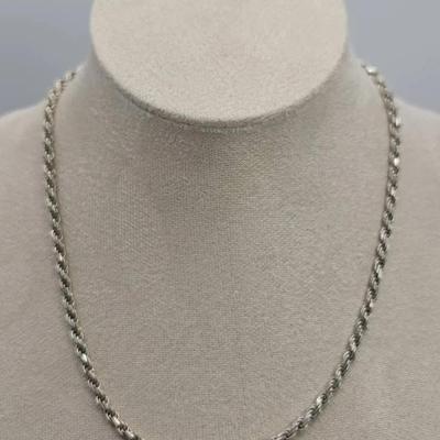 16" Silver Rope Necklace Stamped Italy 925 14g