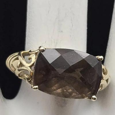 6 Carat Somkey Topaz 10k Gold Ring