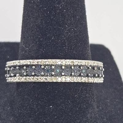 Silver Diamond Ring Stamped JWBR Size 7.75