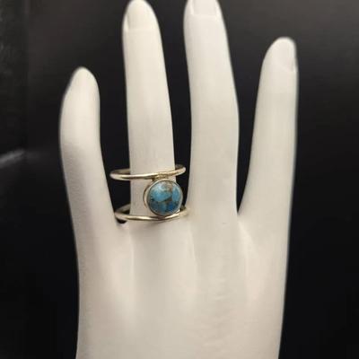 Silver And Turquoise Southwest Ring Size 9