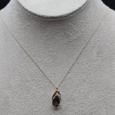 10K Smoky Quartz Necklace 18"