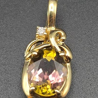 14KT Tourmaline 3.8CT Pendent 