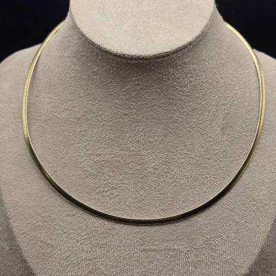 Yellow And White Gold Reversible Omega Necklace 16"