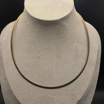 10K Italy 3mm Yellow Gold Omega Necklace