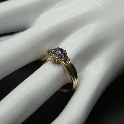 Sapphire Cluster Ring 14k Gold Size 7.75