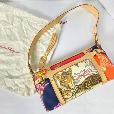 Authentic Salvatore Ferragamo Fiera Print Purse 