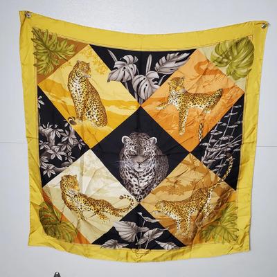 Authentic Salvatore Ferragamo New with Tags Silk Leopard Scarf