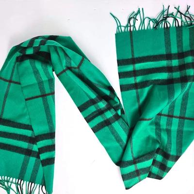Authentic Burberry Cashmere Green Check Scarf 