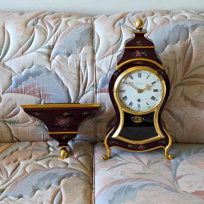 Gorgeous vintage Zenith mantle clock with matching wall mount shelf