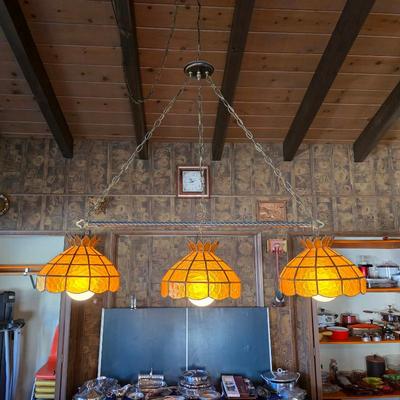 Vintage hanging triple swag lamp