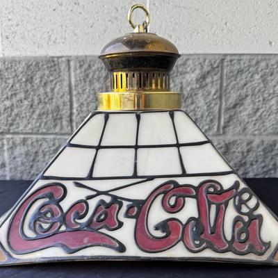 Coca-Cola Tiffany-Style Hanging Lamp Shade – Leaded Glass Advertising Light