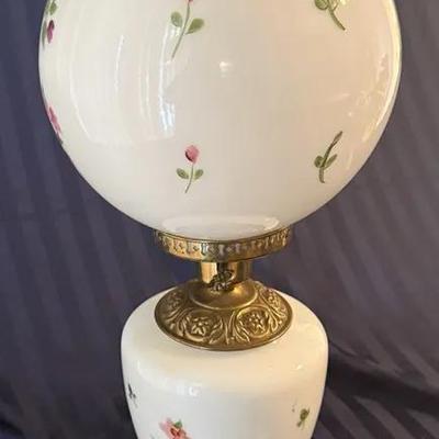 This is an antique Victorian "Gone with the Wind" (GWTW) style hurricane lamp
